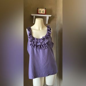 Banana Republic 100% silk purple tank top with ruffles detail women’s size M